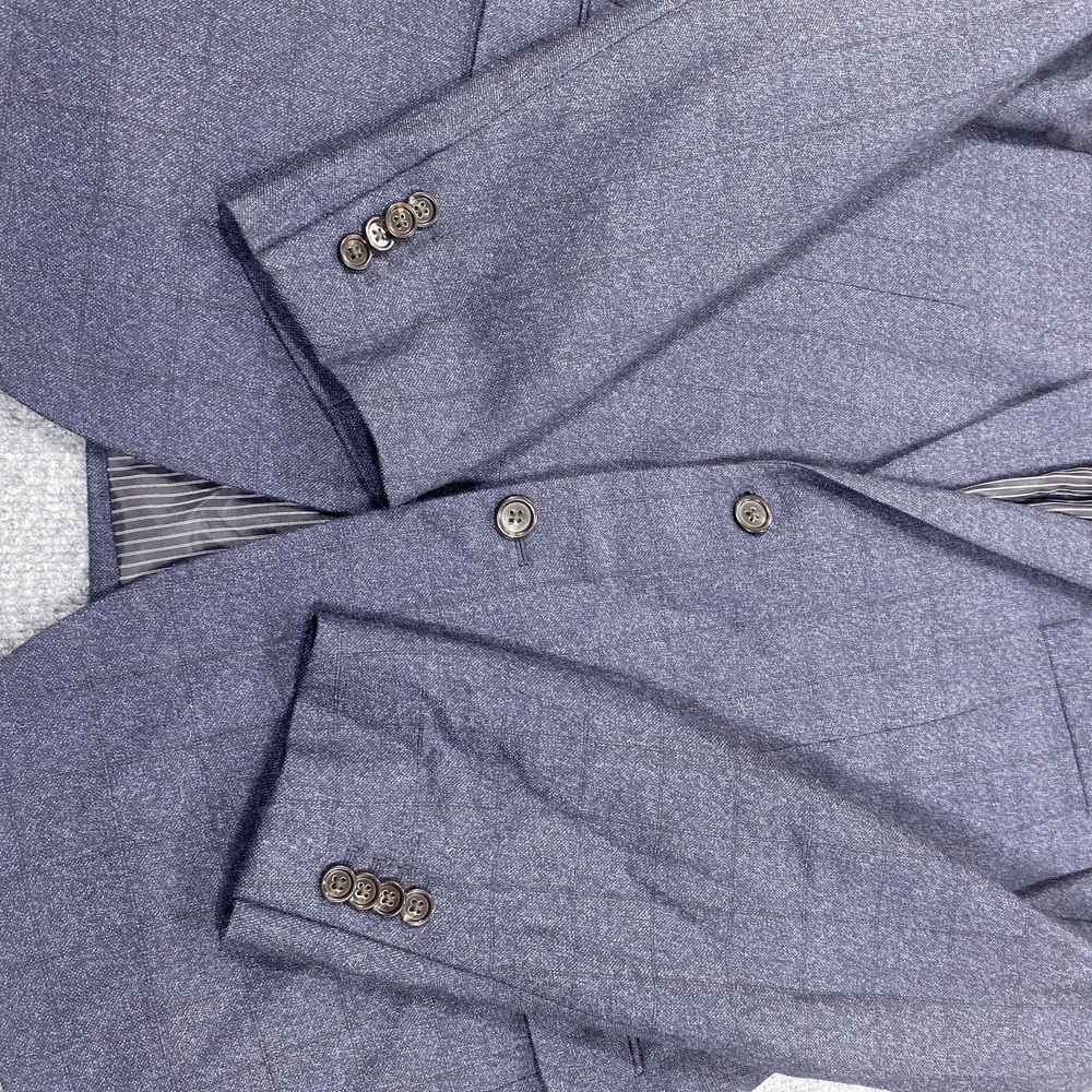 Banana Republic‎ Suit Jacket Mens 46R Blue Tweed Wool Polyester Two Button